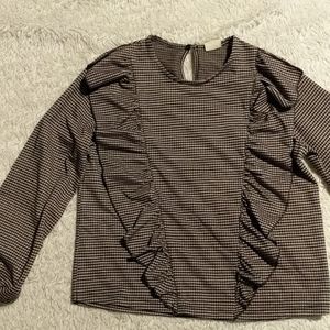 ZARA Girls size 10 black and pink checkered blouse